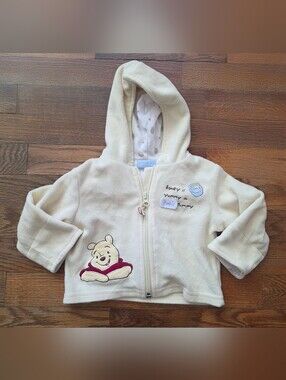 Vintage Disney Yellow Winnie the Pooh Hooded Puffer Jacket for Babies